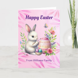 Glad påsk, White Bunny Painting and Påskägg Helgkort