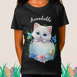 Glad påsk White Kitten med blommor T Shirt