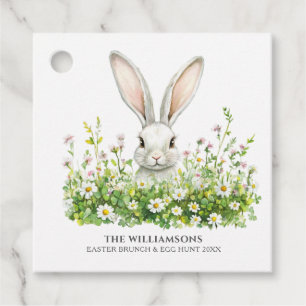 Glad påsk White Rabbit Blommigt Personlig Gåvor Etiketter