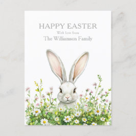 Glad påsk White Rabbit Blommigt Personlig Helg Vykort