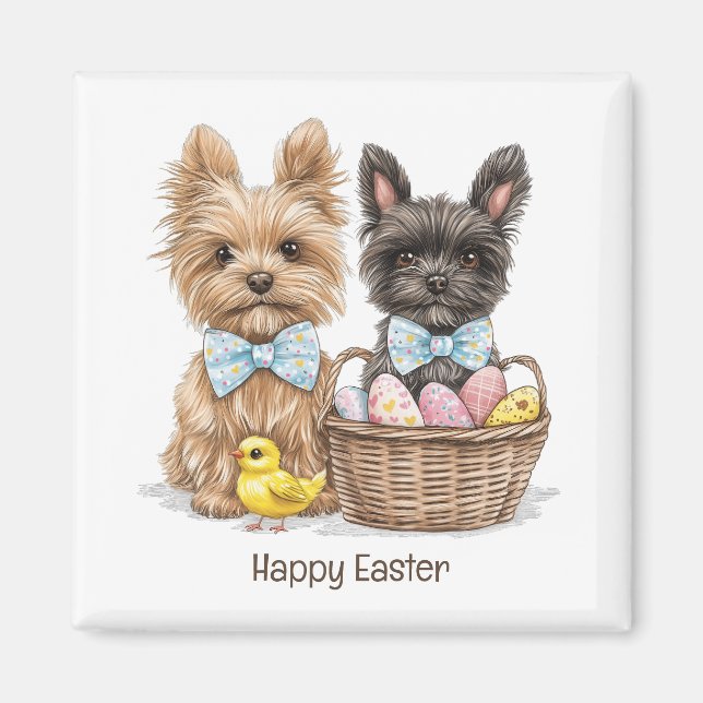 Glad påsk Yorkshire Terrier Hundar Magnet (Framsidan)