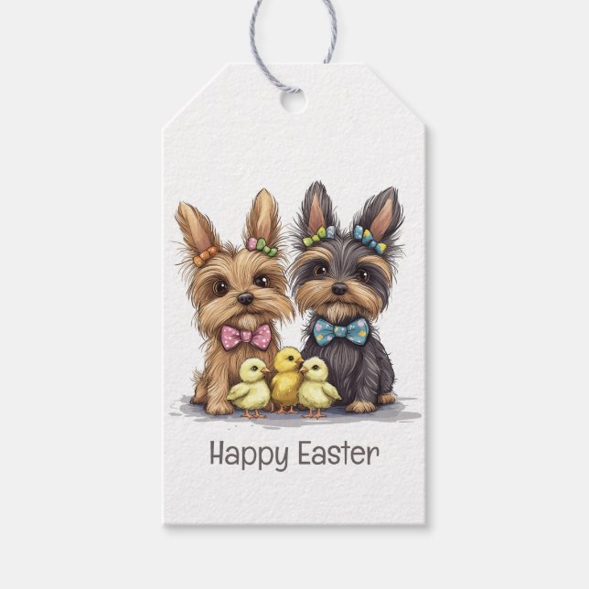 Glad påsk Yorkshire Terrier Hundar Presentetikett (Framsidan)