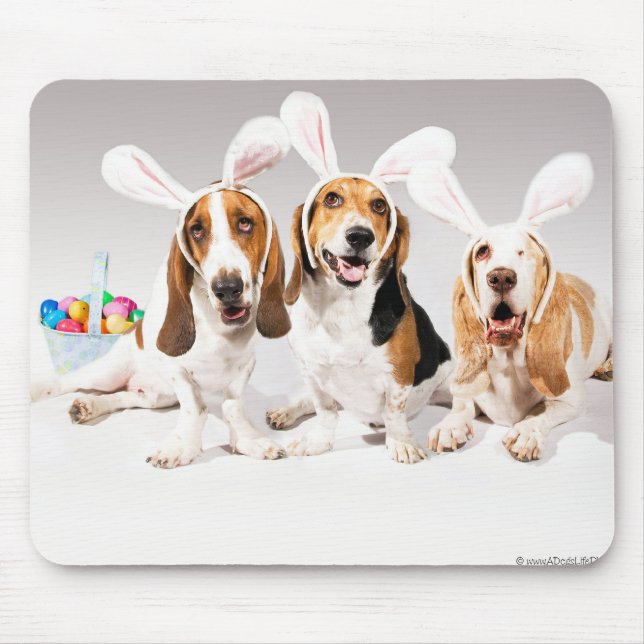 Glad påskBasset Mousepad Musmatta (Framsidan)