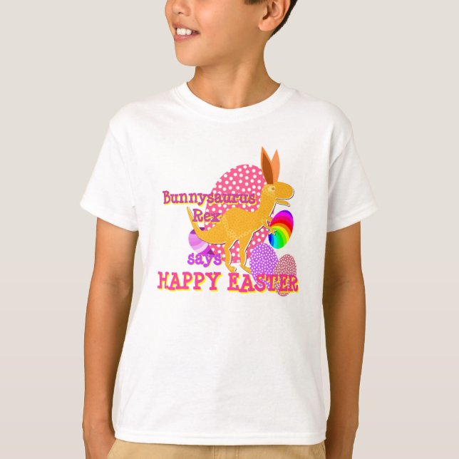Glad påskBunnysaurus Rex T-tröja T-shirt (Framsida)