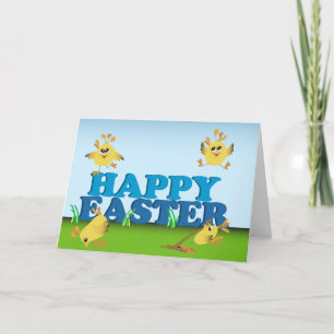 Glad påskchickar helgkort