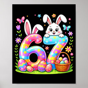 Glad påskdag 67 kanin färgglada ägg korg poster