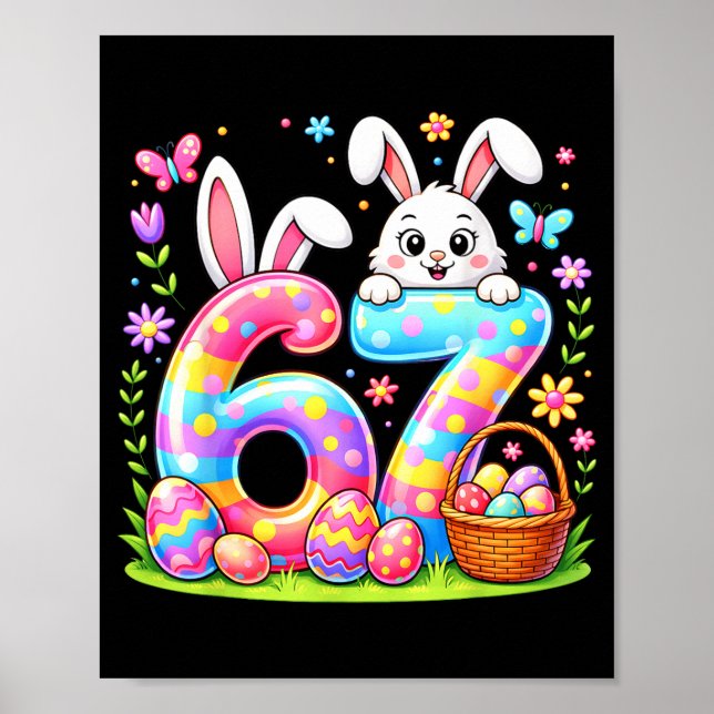 Glad påskdag 67 kanin färgglada ägg korg poster (Framsidan)