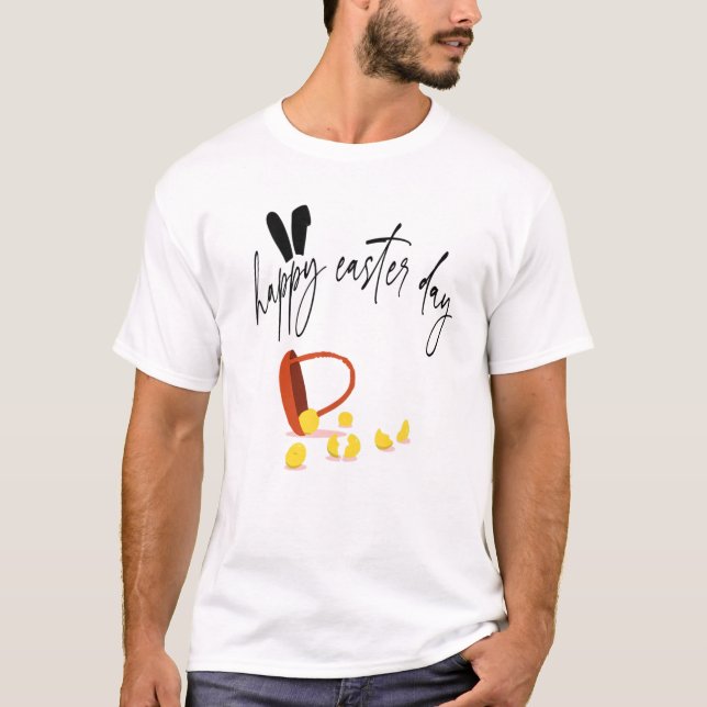Glad påskdag Citat Ägg Korg Cool Äggsökning T Shirt (Framsida)