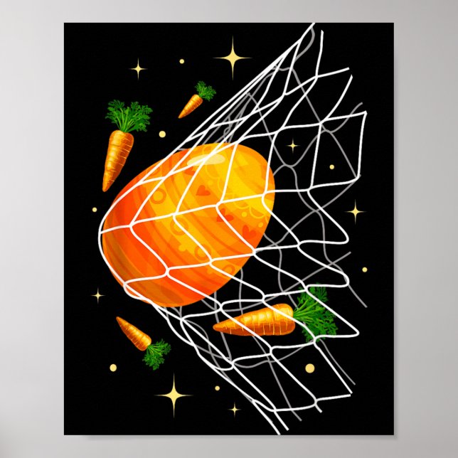 Glad påskdag fotboll Påskägg i nät barn Poster (Framsidan)