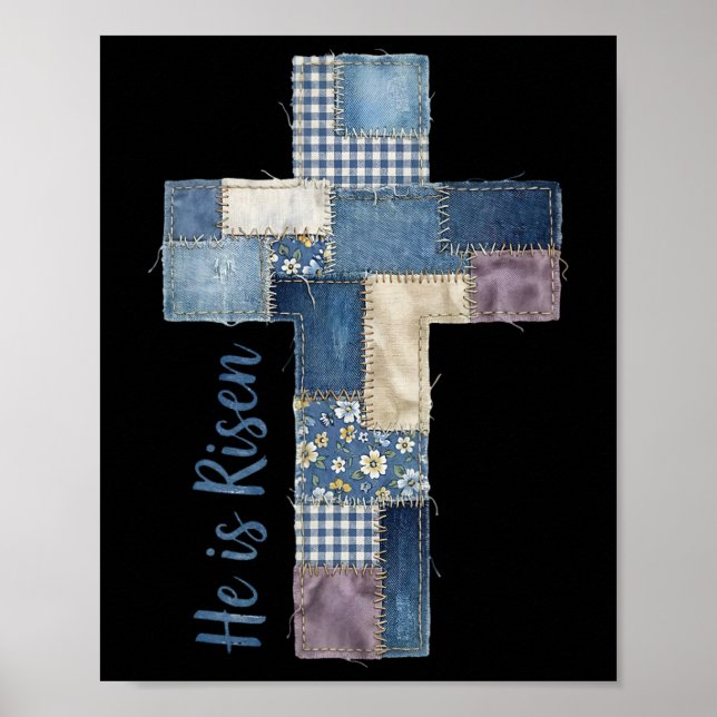 Glad påskdag Han är uppstånden Jesus Kristi kors Poster (Framsidan)