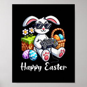 Glad Påskdag Kaninägg TV-spel Barn Mäns Bo Poster