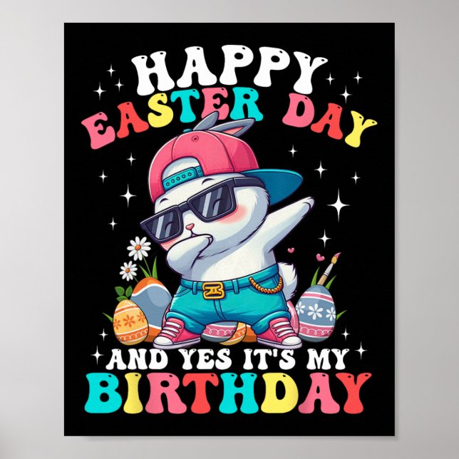 Glad påskdag och ja det är min födelsedag Bunny Eg Poster (Framsidan)
