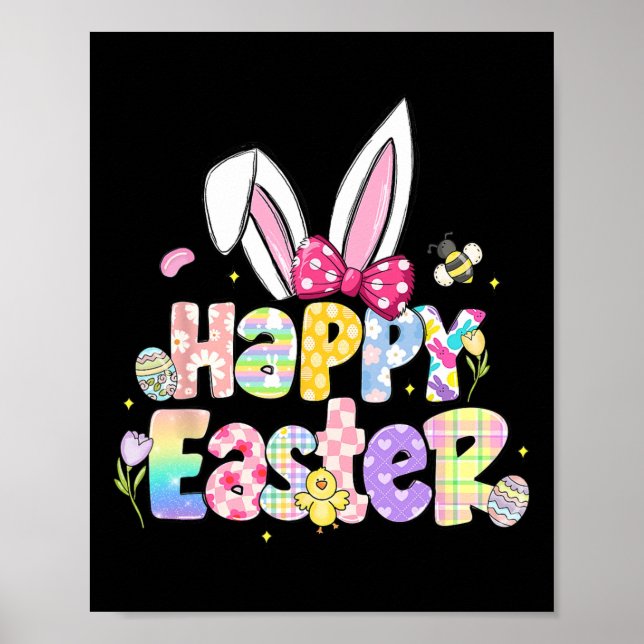 Glad påskdag Söt ägg kanin Firar kvinnor Ki Poster (Framsidan)