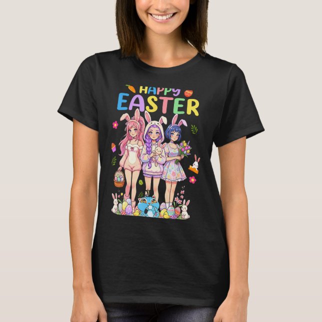 Glad påskdag söt chibi kpop rolig  t shirt (Framsida)