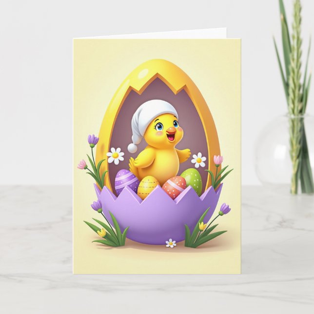 Glad Påskfågel Babykort Kort (Framsida)