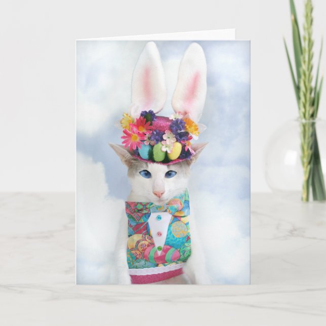Glad påskhälsningkort vid Skeezix katten Helgkort (Framsida)