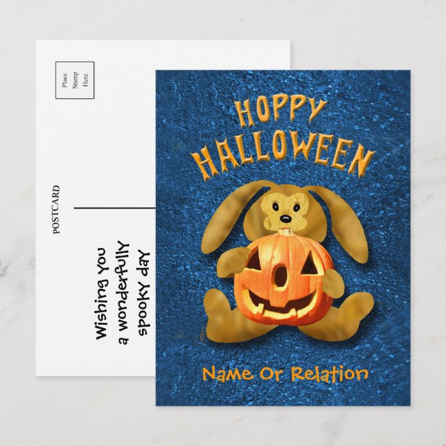 Glad påskhare med Jack-o-Lyktan Vykort (Fram/baksida)