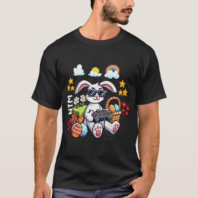 Glad Påskharen Ägg TV-Spel l Påsk Gamer T Shirt (Framsida)