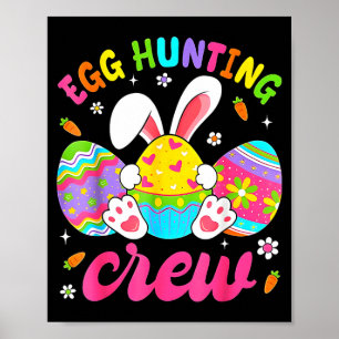Glad påskharen äggjakt grupp besättning familj poster
