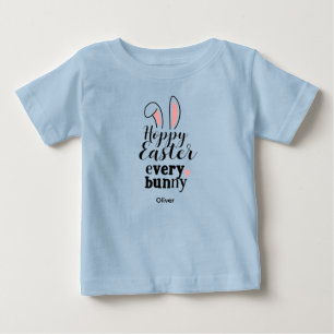 Glad Påskharen Anpassat Namn Blå T Shirt