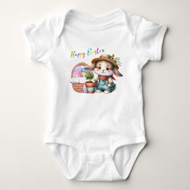 Glad Påskharen  Baby Bodysuit T Shirt (Framsida)