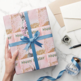 Glad påskharen blåser rosa tuggummibubbla presentpapper