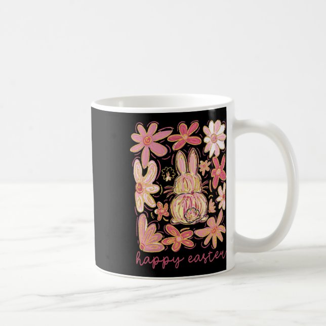 Glad Påskharen Boho Påsk Coquette Blommig Pinne Kaffemugg (Höger)
