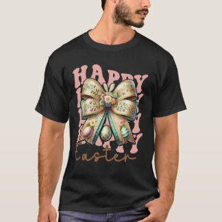 Glad Påskharen Coquette Bow Påskdagen Flickor Kvin T Shirt