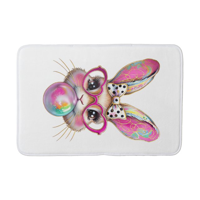 Glad Påskharen Coquette Bow Penseldrag Påsk Badrumsmatta (Framsidan)