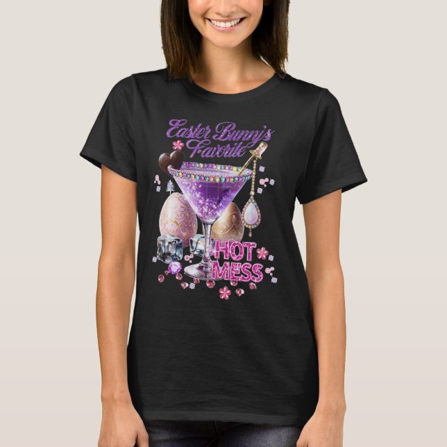 Glad Påskharen Favorit Varm Röra Söt Martini  T Shirt (Framsida)