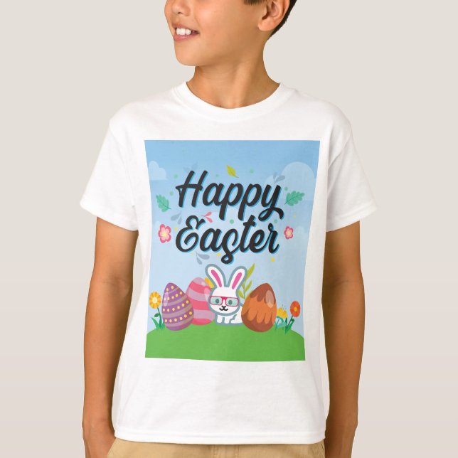 Glad Påskharen Med Glasögon T Shirt (Framsida)