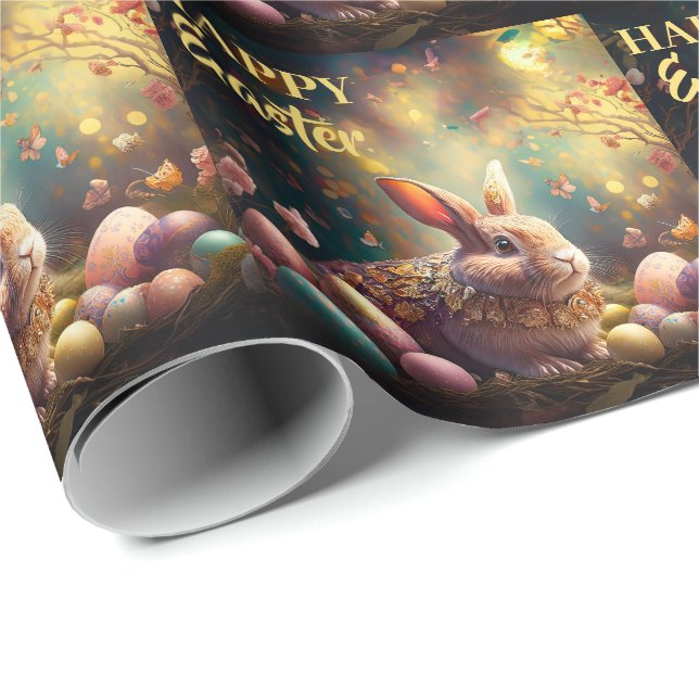 Glad påskharen med påskägg presentpapper (Rullad Hörn)