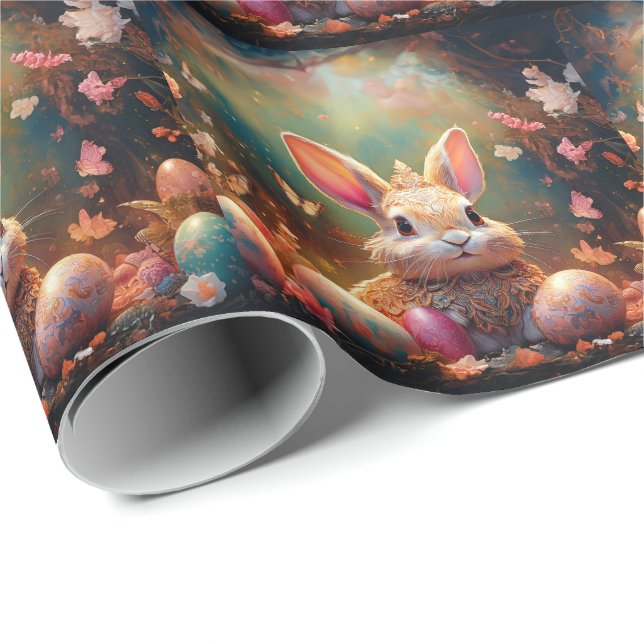 Glad påskharen med påskägg presentpapper (Rullad Hörn)