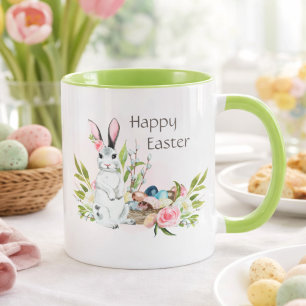 Glad Påskharen Mugg Vattenfärg Vår Kaffemugg