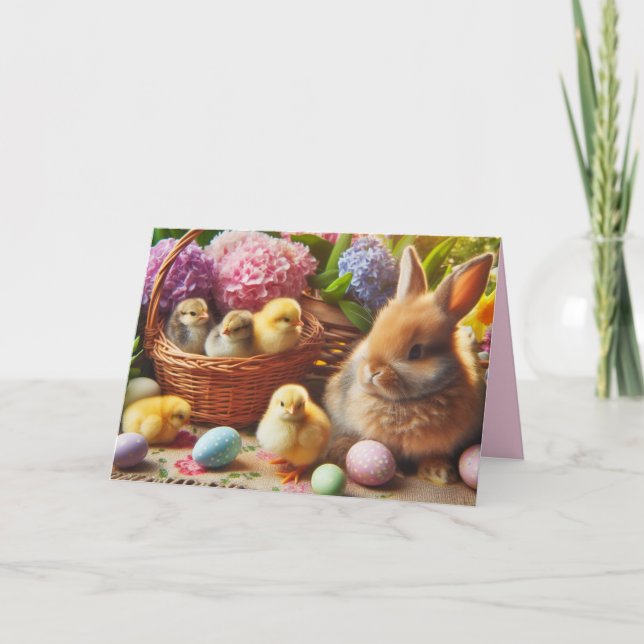 Glad Påskharen och Ägg Barn Semesterkort Helgkort (Framsida)
