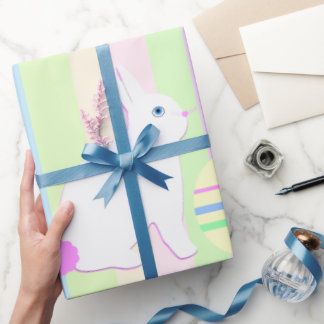 Glad Påskharen och Ägg på Ränder Presentpapper