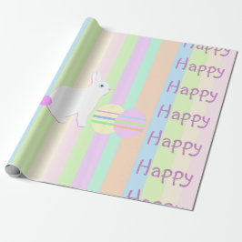 Glad Påskharen och Ägg på Ränder Presentpapper