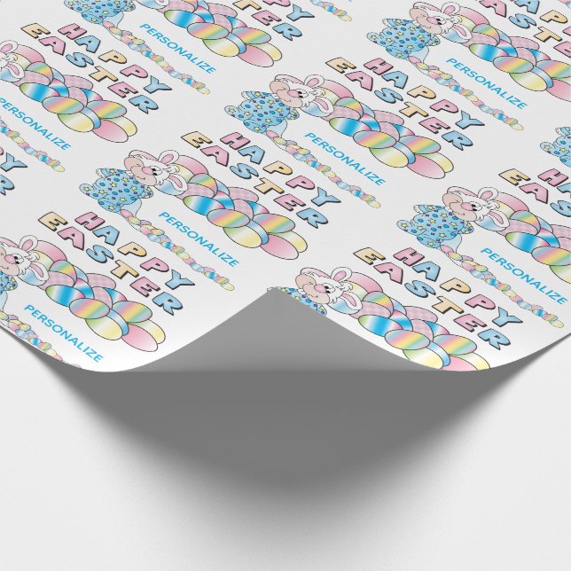 Glad Påskharen och Ägg - Presentpapper (Hörn)