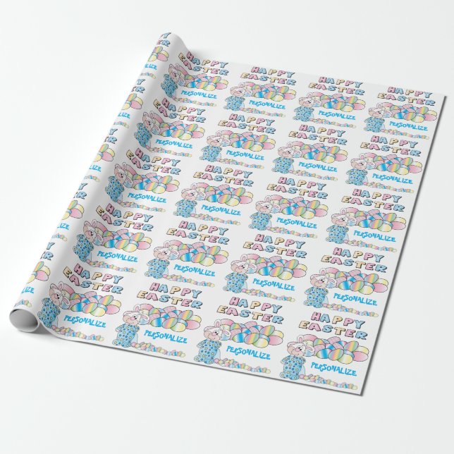 Glad Påskharen och Ägg - Presentpapper (Utrullad)