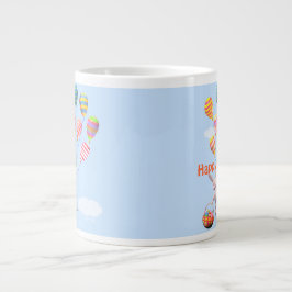 Glad påskharen och ballonger jumbo mugg