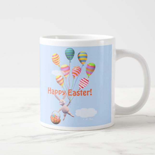 Glad påskharen och ballonger jumbo mugg (Höger)