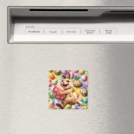 Glad påskharen och blomsterägg dekorativt mag magnet
