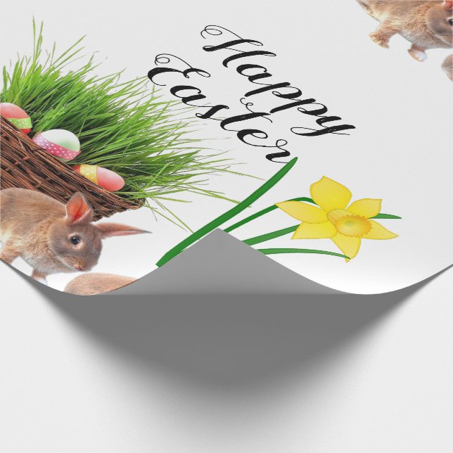 Glad Påskharen och Högtidsbukett  Presentpapper (Hörn)