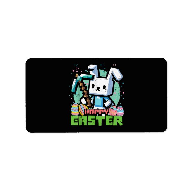Glad Påskharen Pixelspel  Adressetikett (Framsidan)