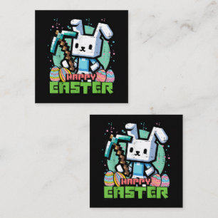 Glad Påskharen Pixelspel  Fyrkantigt Visitkort