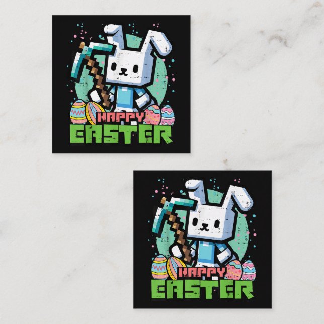 Glad Påskharen Pixelspel  Lojalitetskort (Fram/baksida)