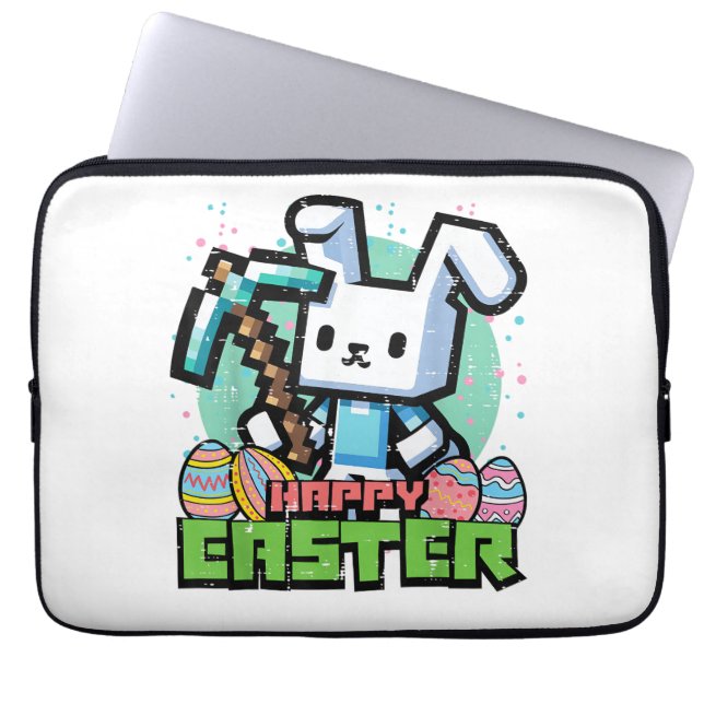 Glad Påskharen Pixelspel Spelande Spelare Pojkar K Laptop Fodral (Framsidan)