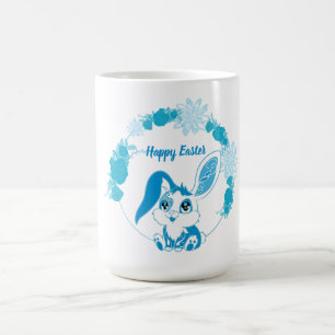 Glad Påskharen Söt Blå Kawaii Kaffemugg