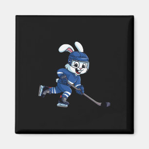 Glad Påskharen Spelar Ishockey Påsk Sport Magnet