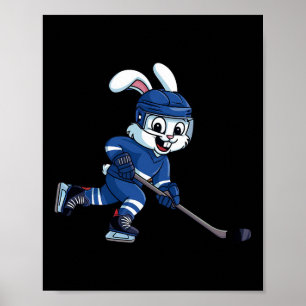 Glad Påskharen Spelar Ishockey Påsk Sport Poster